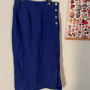Vintage David N. Blue Linen Button-Detail Women's Skirt